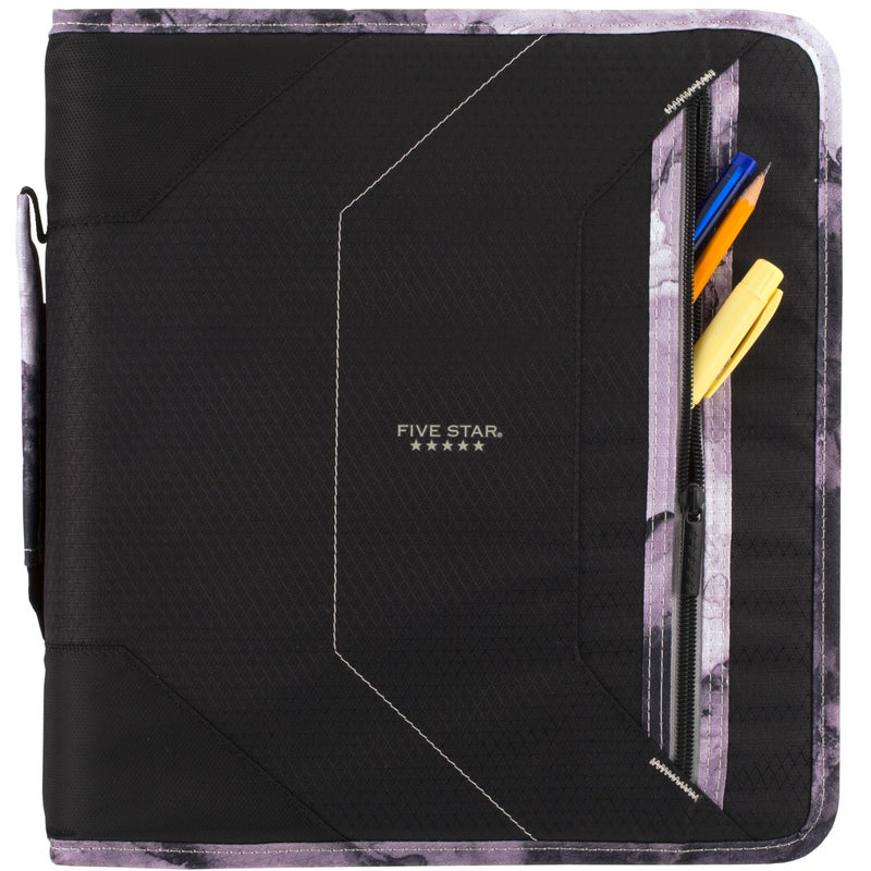 Five Star Zipper Binder, 2 Inch 3-Ring Binder for School, 530 Sheet Capacity, 3 Removable Tabbed File Folders, Black (29036IT8) - Image 4